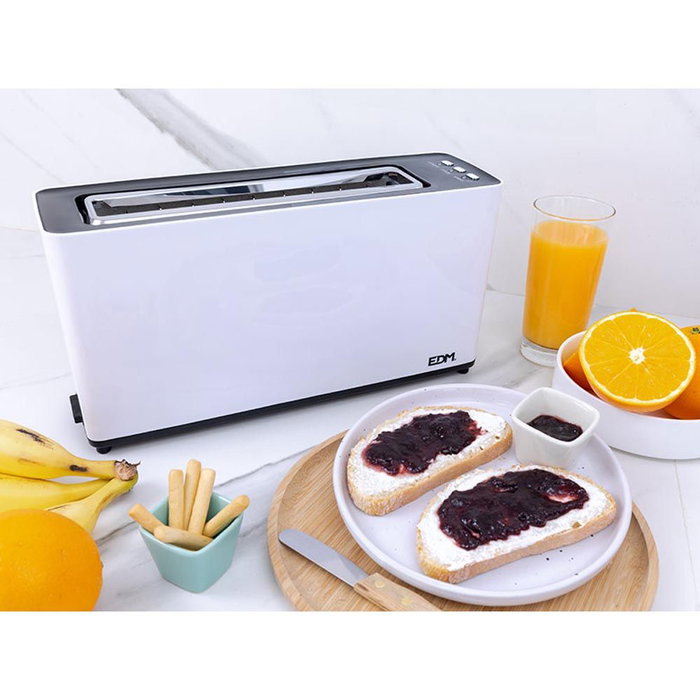 Edm Tostadora ranura larga blanche design 900 W métal 37 cm grille-pain électrique
