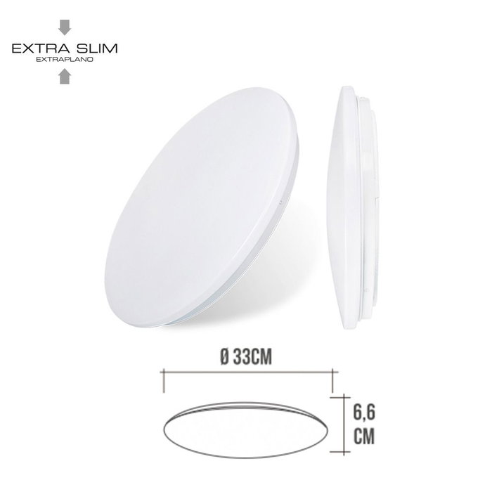 Edm Aplique LED circulaire de surface 18W 6500K 1820lm Ø32,5x6,2cm IP20 blanc froid