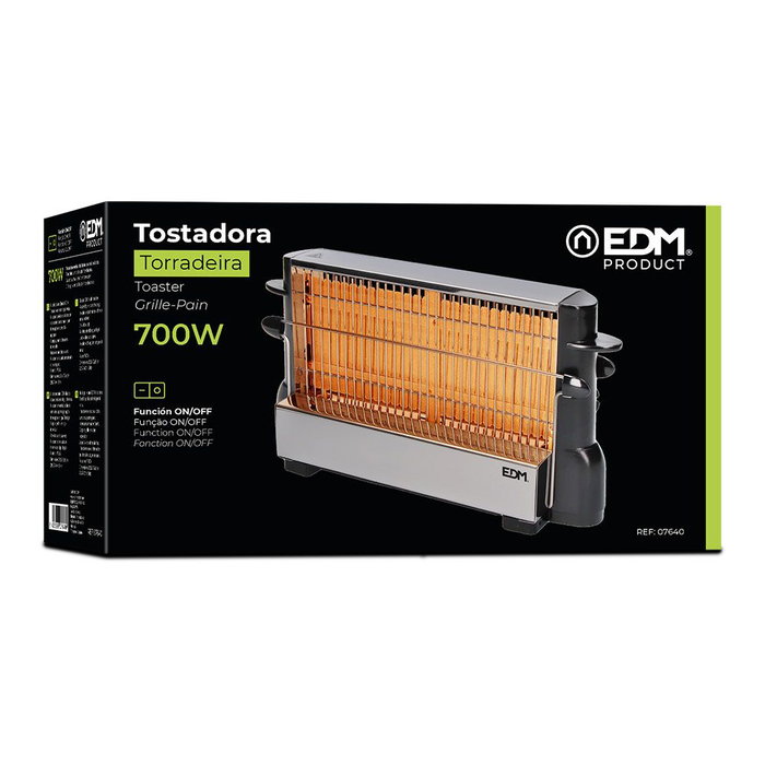 Edm Tostadora Vertical 700W Acier Inoxydable 4 Tranches Grille-Pain