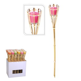 Ipae Progarden Torche de jardin avec boule à la citronelle couleurs assorties Ø7,5 x 76 cm