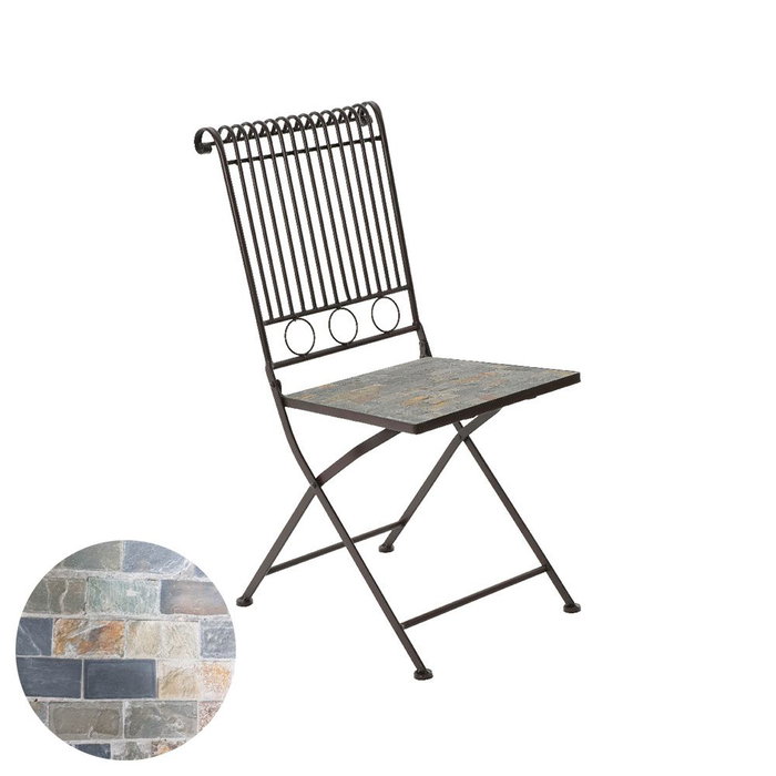 Chaise pliante Stuttgart en métal et mosaïque couleur marron pour extérieur 39 x 39 x 90 cm Chaise pliante Stuttgart en métal et mosaïque couleur marron pour extérieur 39 x 39 x 90 cm