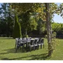 Queen Table de jardin rectangulaire effet rotin en résine, 220 x 90 cm, couleur anthracite, pour 8 personnes, style exotique