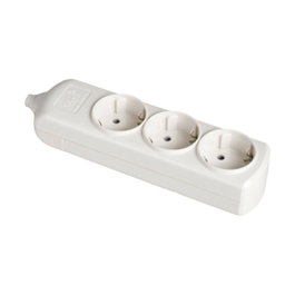 Solera Base multiprise bipolaire 3 prises Schuko, forme en T, blanche