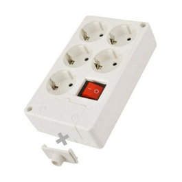 Solera Base multiple 5 prises Schuko blanche avec interrupteur