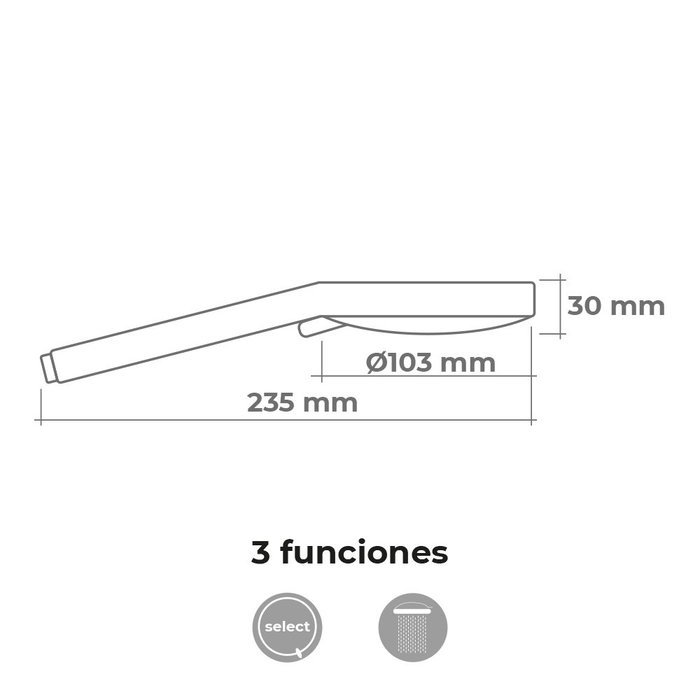 Edm Réf. EDM Poignée de douche anticalcaire Round 3 fonctions chromé ABS ø10,3x3x23,5cm Edm Réf. EDM Poignée de douche anticalcaire Round 3 fonctions chromé ABS ø10,3x3x23,5cm