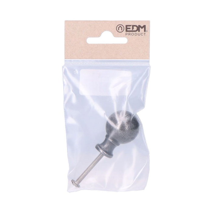 Edm Pomo de porte forme bola en fer, finition fer ancien, 25 mm