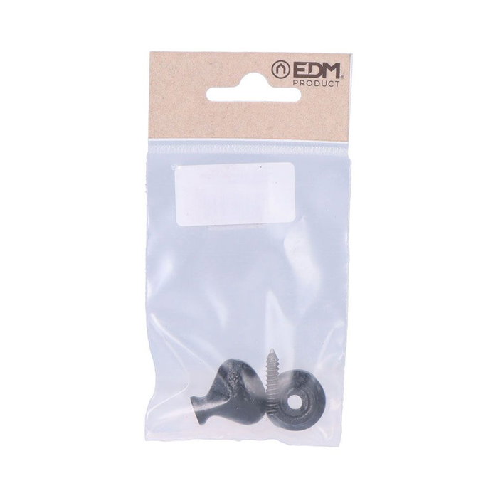 Edm Pomo de porte ovale en fer noir 22 mm