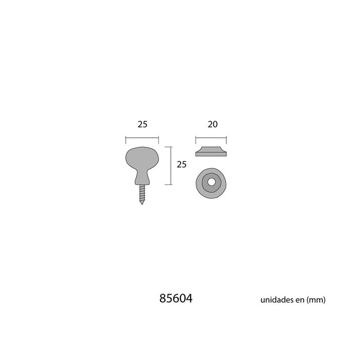 Edm Pomo de porte ovale en fer noir 22 mm