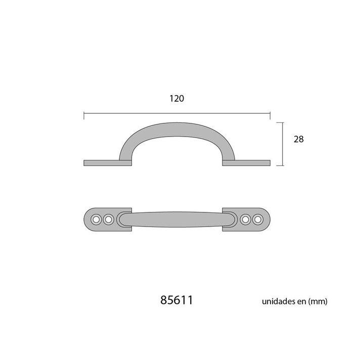 Edm Tirador de puerta en acier fini nickel mat 120 mm