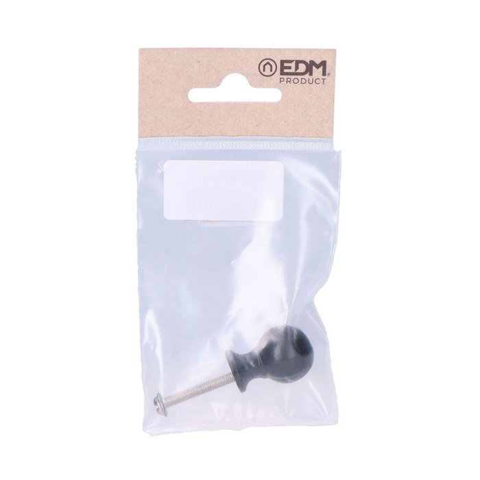 Edm Pomo de porte forme boule en acier noir 18 mm Edm Pomo de porte forme boule en acier noir 18 mm