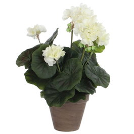 Mica Decorations Pot de fleur en céramique avec géranium PVC crème Ø20 x 34 cm
