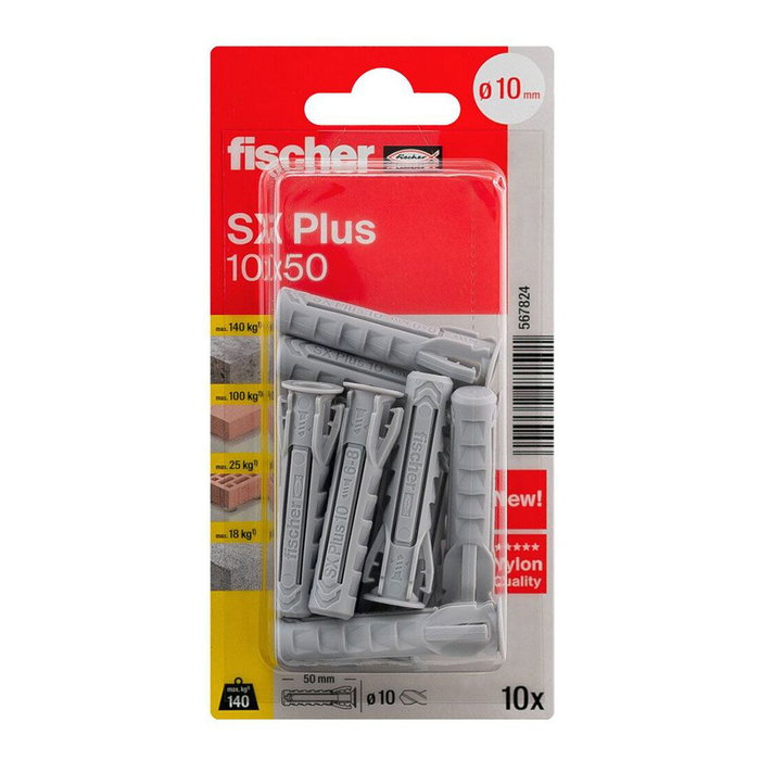 Fischer Taco SX Plus Ø10 x 50 mm, blister de 10 pièces Fischer Taco SX Plus Ø10 x 50 mm, blister de 10 pièces