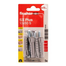 Fischer SW12 Cheville SX Plus SK NV Ø10 x 50 mm + Vis Ø7 x 65 mm, Blister 5 Pièces