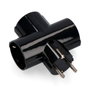 Edm Fiche triple Schuko en bakélite noire 16A 250V