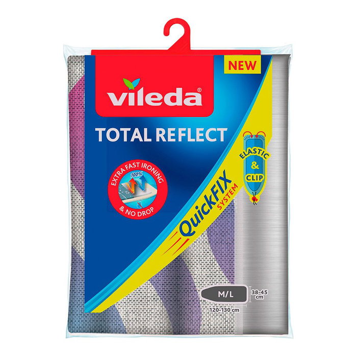 Vileda Total Reflect Housse pour table à repasser 120x38 cm jusqu'à 130x45 cm gris métallisé