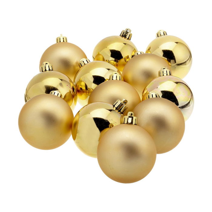 Boules de Noël Decoris Doré Plastique 12 Unités Boules de Noël Decoris Doré Plastique 12 Unités