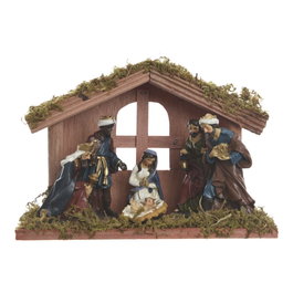 Nacimiento Belen 6 Figuras 9cm Marie Joseph Jésus Rois Mages avec Mousse