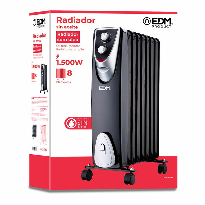Edm Radiateur sans huile Black Edition 1500W 8 éléments Edm Radiateur sans huile Black Edition 1500W 8 éléments