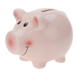 BigBuy Home Tirelire Céramique Cochon Rose