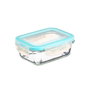 5Five Lot de 3 Boîtes de Conservation en Verre avec Couvercle - 330 ml, 800 ml & 1730 ml - Transparent et Bleu