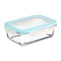 5Five Lot de 3 Boîtes de Conservation en Verre avec Couvercle - 330 ml, 800 ml & 1730 ml - Transparent et Bleu