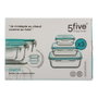 5Five Lot de 3 Boîtes de Conservation en Verre avec Couvercle - 330 ml, 800 ml & 1730 ml - Transparent et Bleu