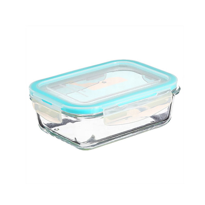 5Five Lot de 3 Boîtes de Conservation en Verre avec Couvercle - 330 ml, 800 ml & 1730 ml - Transparent et Bleu
