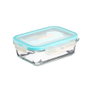 5Five Lot de 3 Boîtes de Conservation en Verre avec Couvercle - 330 ml, 800 ml & 1730 ml - Transparent et Bleu