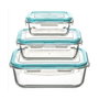Ensemble de 3 Boîtes à Lunch 5five Simply Smart Bleu Transparent Verre 300 ml 690 ml 1000 L 800 g