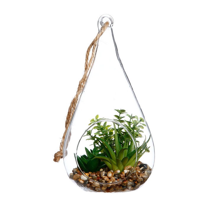 Atmosphera Plante décorative Verre Vert 10 x 19,5 cm