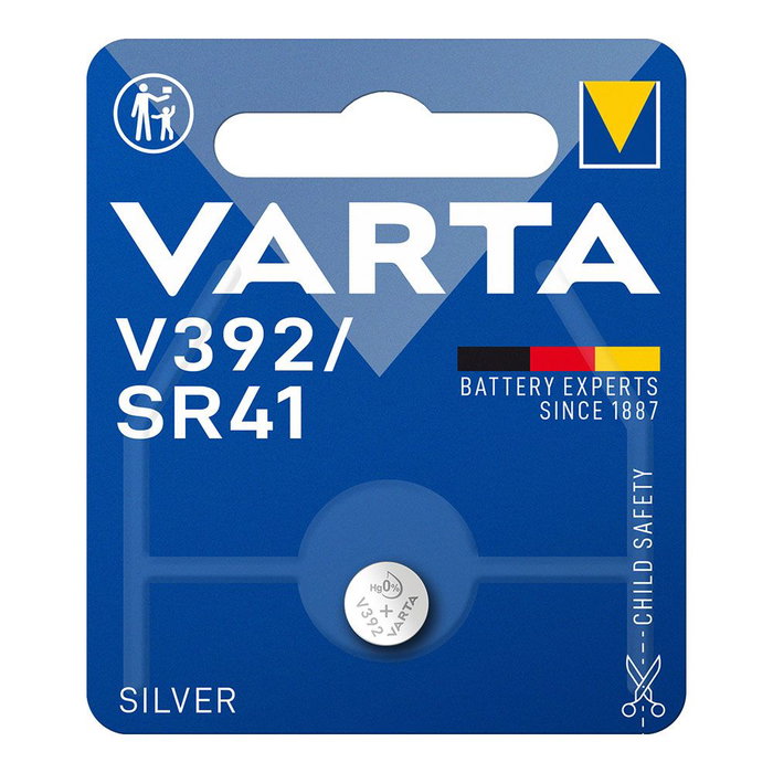 Varta V392 / SR41 Pile Bouton Oxyde d'Argent 1,55 V 80 mAh Ø 7,9 x 3,6 mm Varta V392 / SR41 Pile Bouton Oxyde d'Argent 1,55 V 80 mAh Ø 7,9 x 3,6 mm