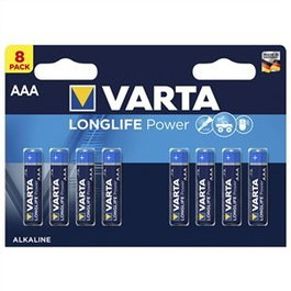 Varta 4903121418 Piles alcalines LR03 AAA Longlife - Boîte de 8 - Haute performance pour jouets, souris sans fil, lampes de poche - Conservation 10 ans