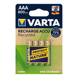 Varta Pile Rechargeable AAA HR03 800mAh Recycled (Blister 4 Unités) 10,5x44,5mm