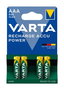 VARTA 56703101404 Piles Rechargeables Ni-MH HR03 AAA 800 mAh Accu Power - Lot de 4 Unités