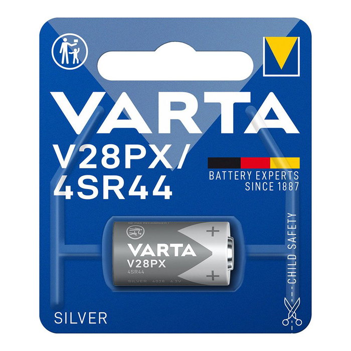 Varta Pile V28PX / 4SR44 6,2V Oxyde d'argent Blister 1 Unité ø13x25,2mm Varta Pile V28PX / 4SR44 6,2V Oxyde d'argent Blister 1 Unité ø13x25,2mm