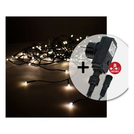 Edm Rideau de lumière stalactite 12 lanières, 40 LED blanc chaud, Easy-Connect