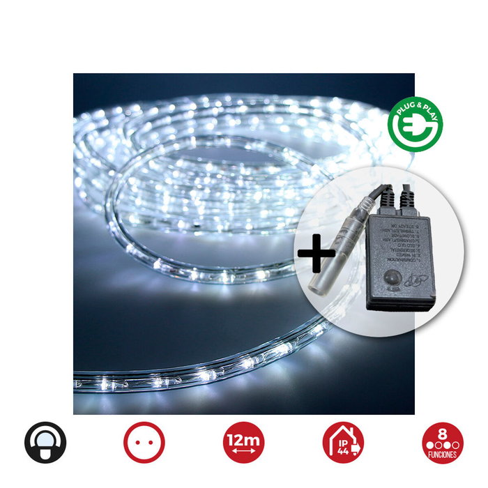 Tuyau d'arrosage LED EDM 71491 Flexiled Transparent Blanc froid 6500K 12 m