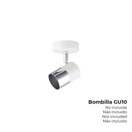 Edm Spot Moon 1 élément GU10 Chromé et Blanc Osier Ø9 x 7,6 x 12,6 cm 50W Max (Ampoule non incluse)