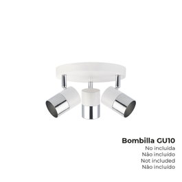 Edm Moon Applique 3 éléments GU10 Chrome et blanc os