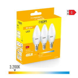 Edm Kit de 3 ampoules LED bougie E14 5W 400 lm 3200K lumière chaude