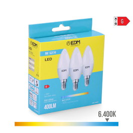 Edm Kit de 3 ampoules LED bougie E14 5 W 400 lm 6400 K lumière froide