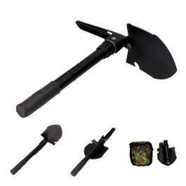 Benson Mini pelle pliable multifonctionnelle en acier noir