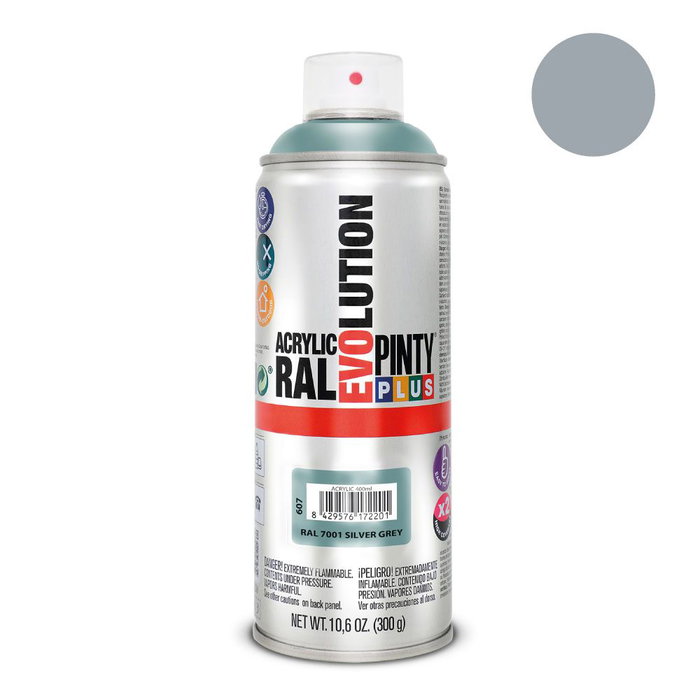Peinture en spray Pintyplus Evolution RAL 7001 400 ml Silver Grey Peinture en spray Pintyplus Evolution RAL 7001 400 ml Silver Grey