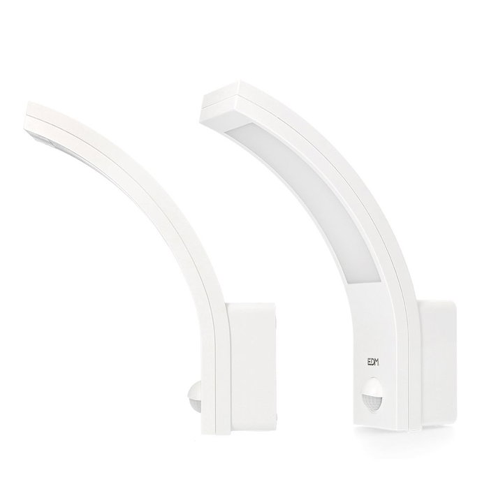 Edm Aplique LED Extérieur avec Capteur de Mouvement 10W 1686lm 6400K IP54 6,6x18,8x25cm