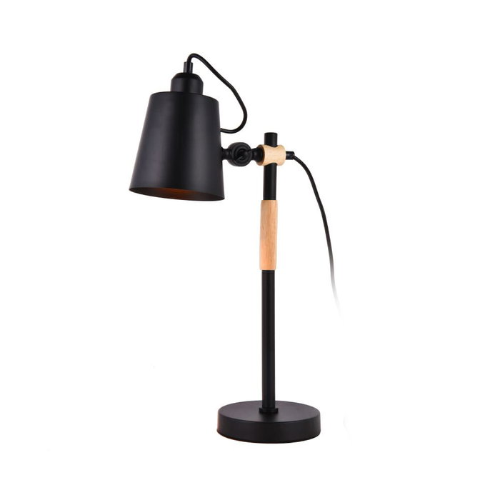 Edm Lampe de bureau vintage Flexo bois/métal noir E27 60W Ø15 x 54 cm Edm Lampe de bureau vintage Flexo bois/métal noir E27 60W Ø15 x 54 cm
