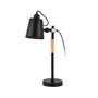 Edm Lampe de bureau vintage Flexo bois/métal noir E27 60W Ø15 x 54 cm