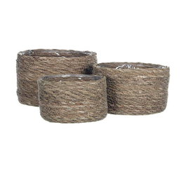 Mica Decorations Set de 3 Paniers en Osier Atlantic - Ø12x12 cm, Ø14x14 cm, Ø16x16 cm