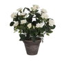 Mica Decorations Maceta de porcelaine grise avec rosier PVC blanc, Ø11,5 x 33 x 25 cm