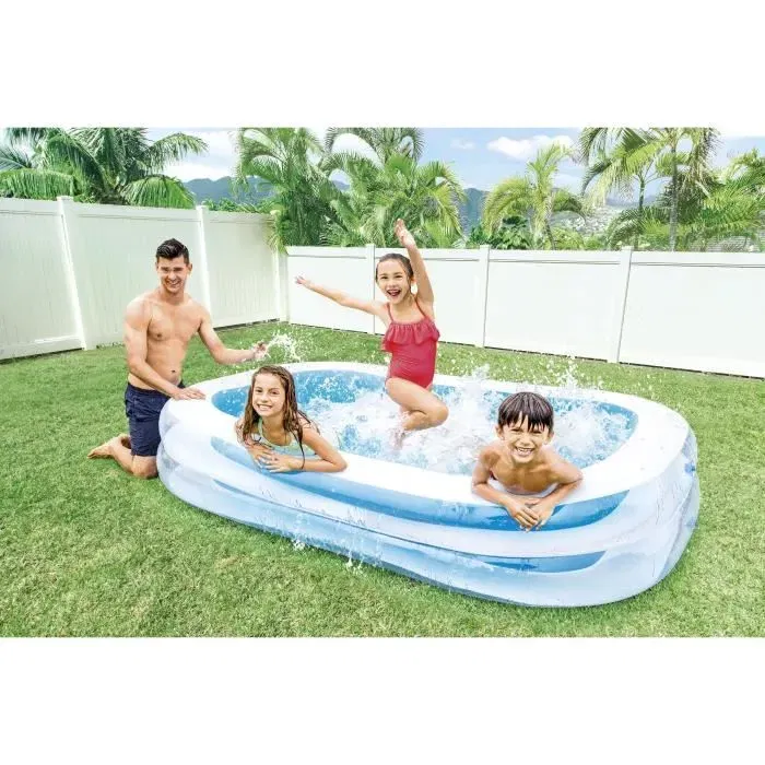 Intex Piscine gonflable rectangulaire Family, 262 x 175 x 56 cm, 770 litres, pour enfants 6 ans et plus, avec 3 boudins de sécurité