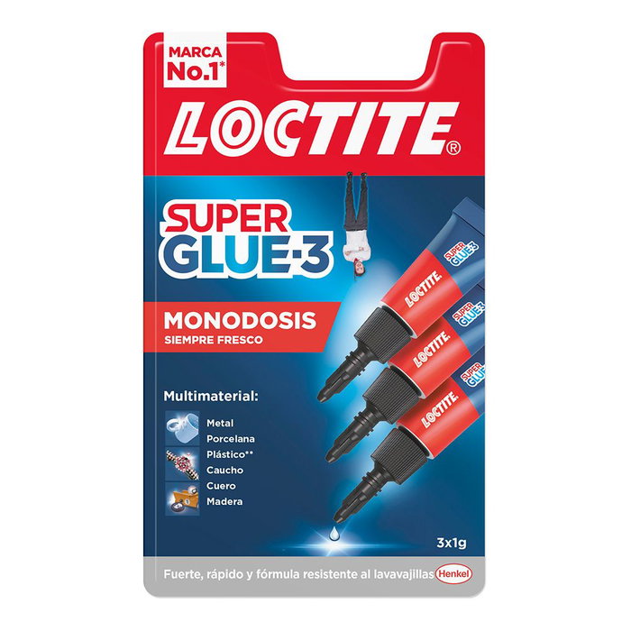 Loctite Super Glue Mini Trio 3 x 1 g - Adhésif Instantané Transparent Résistant à l'Eau et au Lave-Vaisselle pour Porcelaine, Bois, Plastique, Métal Loctite Super Glue Mini Trio 3 x 1 g - Adhésif Instantané Transparent Résistant à l'Eau et au Lave-Vaisselle pour Porcelaine, Bois, Plastique, Métal